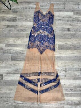 For Love & Lemons Antigua Formal Maxi Dress Size Small Mesh Lace Sleeveless D9
